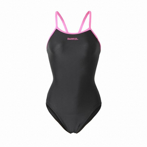 배럴 BWHWSWO012BPXS 우먼 레이싱 V-백 스트랩 스윔슈트 블랙 네온 핑크_이미지