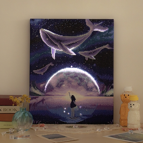 아트조이 DIY 보석십자수 캔버스형 꿈꾸는 고래 40x50cm_이미지
