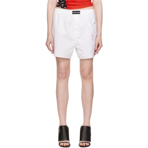 여성 화이트 리사이클 하우스홀드 리넨 쇼츠 251020F088002