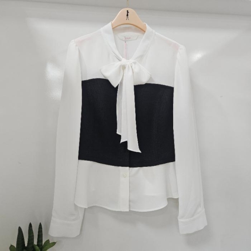 스위트숲 DP01 배색리본타이블라우스 SB9TS301 S44878152