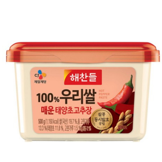 CJ제일제당 해찬들 100% 우리쌀 매운 태양초고추장 500g (1개)