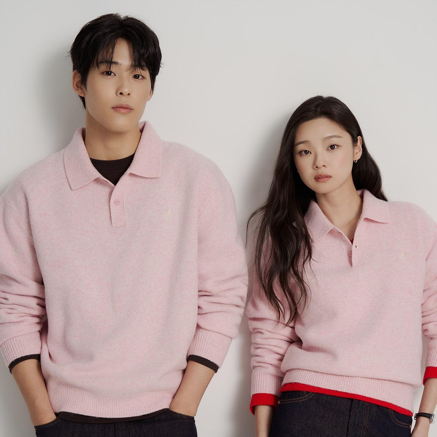 삼성물산 빈폴 멘 Essential 푸즈예티 칼라넥 니트 핑크 BC6X51E21X