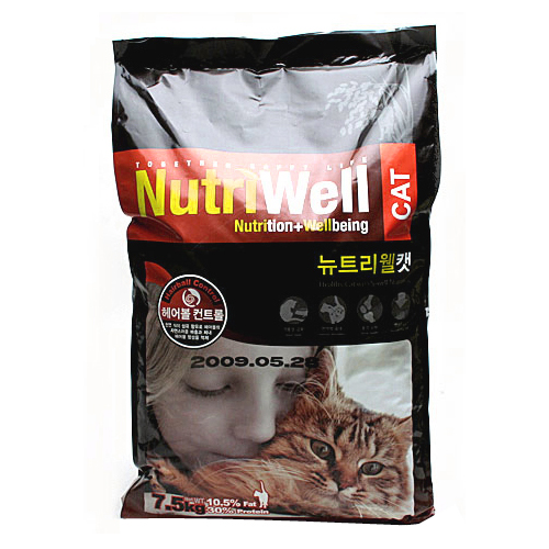 천하제일사료 뉴트리웰 캣 헤어볼 컨트롤 7.5kg