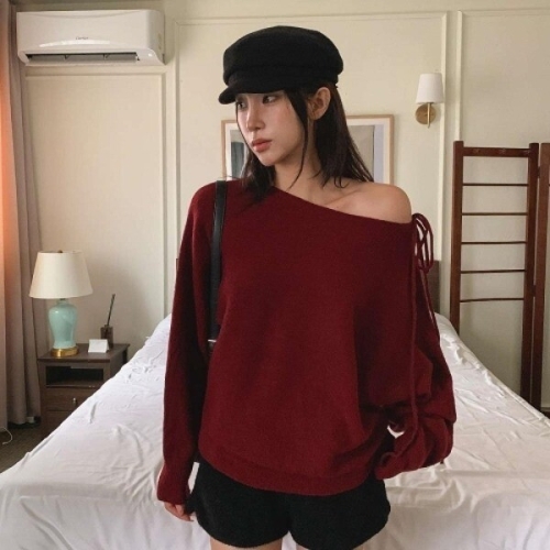 기타 다잇템다잇템 여성 사랑스러운 스웨터 펌킨 미니멀리즘 콩단추 U넥 가디건_237567_이미지