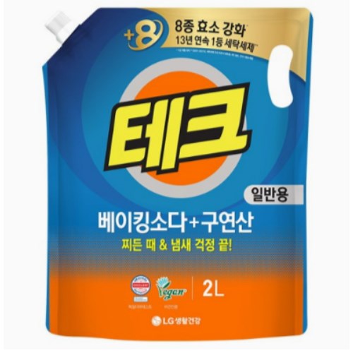 LG생활건강 테크 베이킹소다+구연산 일반용 리필 2L (10개)