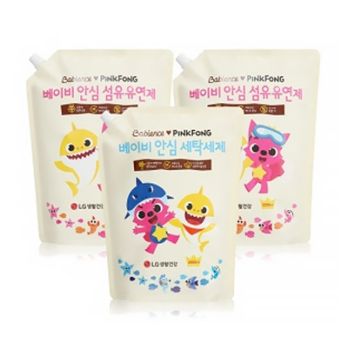 베비언스 핑크퐁 베이비 세탁세제 리필 2.2L 1개 + 섬유유연제 2.2L 2개