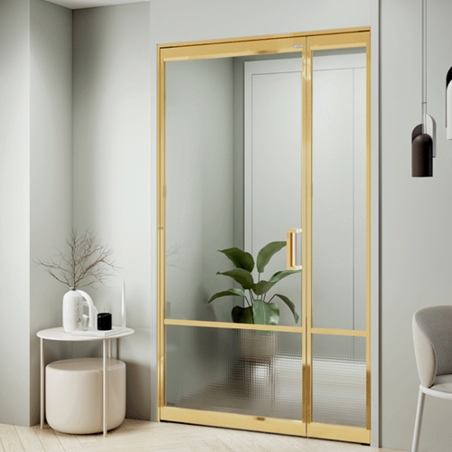 영림에이홈 투웨이 스윙 비대칭 투명유리 디바이딩형 중문 (~1.3m)_이미지