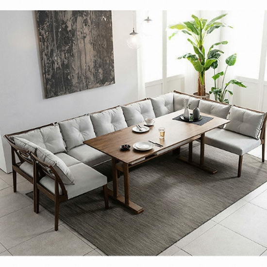 삼익가구 바네사 리빙다이닝 원목 식탁 1800 (패밀리형, 의자4개+벤치2개)_이미지