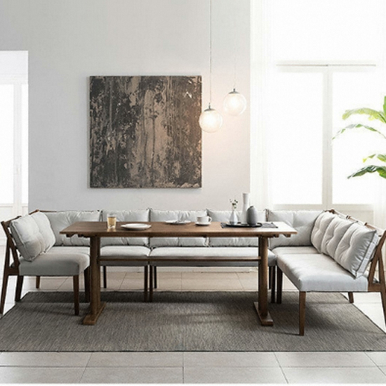 삼익가구 바네사 리빙다이닝 원목 식탁 1800 (패밀리형, 의자4개+벤치2개)_이미지