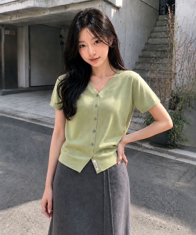 에센셜 제너럴아이디어 GENERALIDEA 온도컷 쿨 하프 가디건 SAGE MINT GF2LKC541 GF2LKC541SM 237390