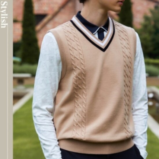 엘르골프 브이넥 조끼 스웨터 6I53101_이미지