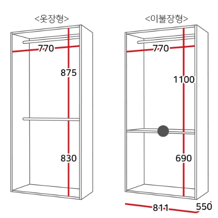 바로방가구 이온 800옷장+400거울장+3서랍장+선반장+이불장 세트 3200_이미지