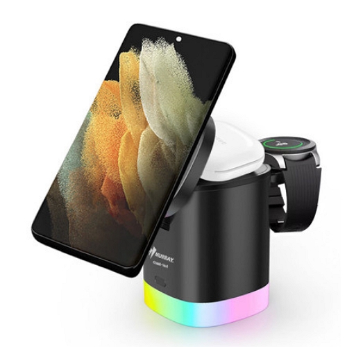 머레이 3in1 맥세이프 레인보우 LED 무선충전기 CUBE-10 (갤럭시워치용)_이미지