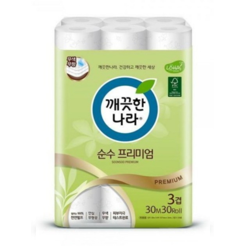 깨끗한나라 순수 프리미엄 30m (30롤) (2팩)_이미지