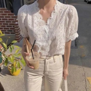 오노마 ONM 반팔 레이스 블라우스 퍼프 35135660