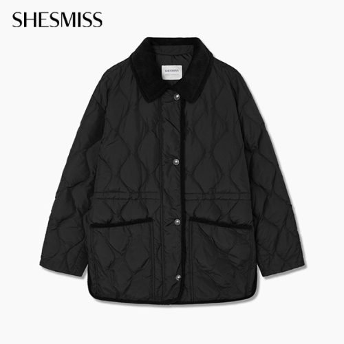 여성 퀄팅 코듀로이 카라 덕다운 점퍼 SSDJPP42120