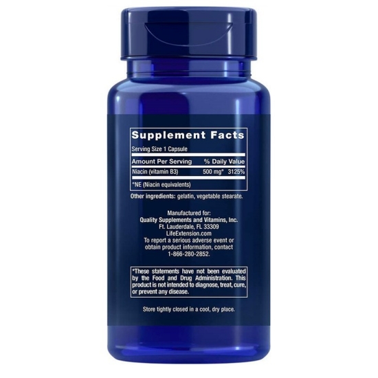 라이프익스텐션 비타민 B3 니아신 500mg 100캡슐 (해외) (1개)_이미지