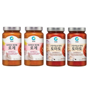 청정원 구운 마늘과 양파 토마토 스파게티소스 600gx2개+토마토와 생크림 로제 스파게티소스 600gx2개_이미지
