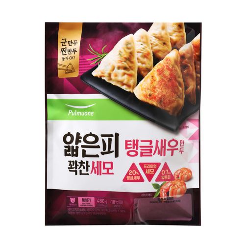 풀무원 얇은피 꽉찬 세모 탱글 새우만두 480g (1개)_이미지