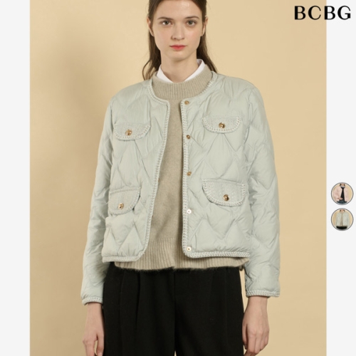 BCBG 스카이블루 트위드 퀼팅 다운 B6S1F85152_이미지