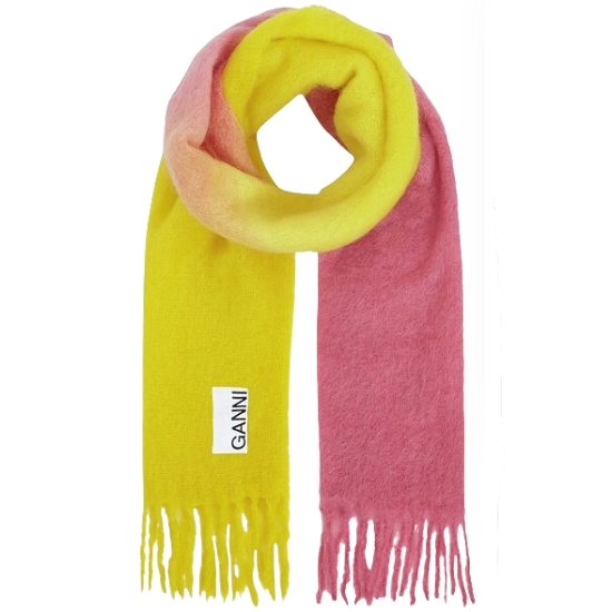 가니 모헤어 프린지 스카프 A4499 (393, 옐로우+핑크)_이미지