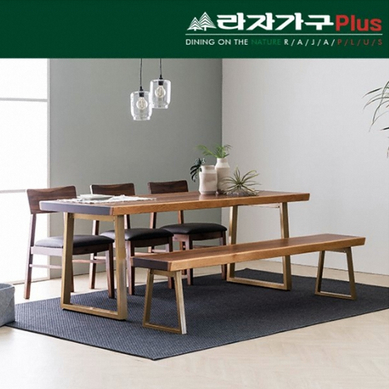 라자가구 캘리 우드슬랩 통원목 슬림 식탁 1800 (의자별도)_이미지