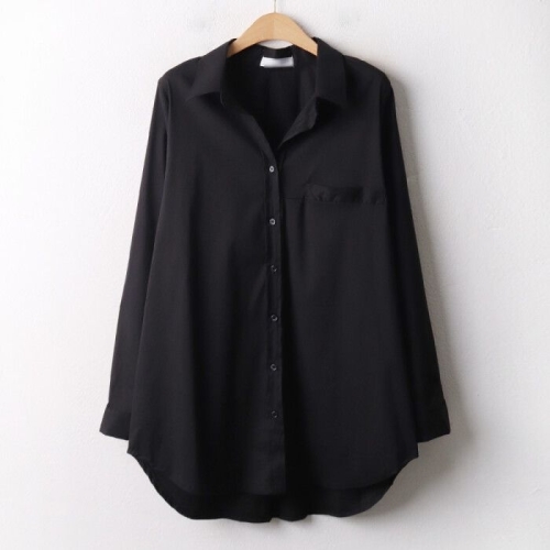 나야홍 아이우먼 스판면포켓롱남방 IRA383M507 빅사이즈