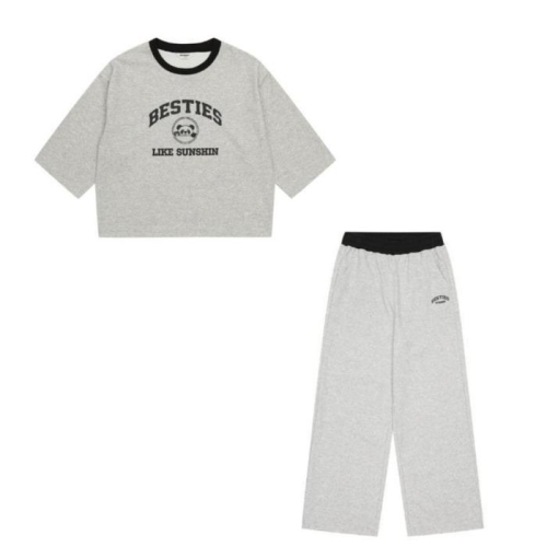 에꼴리에 HC33 7부 립배색 세트 여아상하복세트칠부티셔츠바지편한옷학생체트실내 24C078524C0786