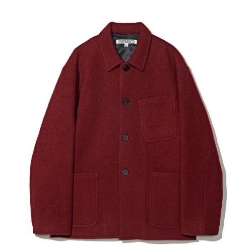 파르티멘토 PARTIMENTO 100% 컬리 울 하프 코트 레드 PY-24268 RD 139758_이미지