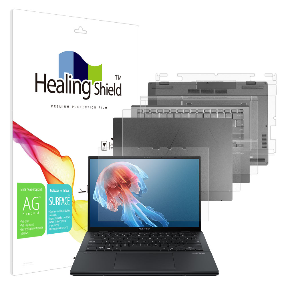 폰트리 힐링쉴드 ASUS 젠북 듀오 UX8406MA 저반사 지문방지 (액정보호필름 + 외부보호필름 3종 세트)_이미지