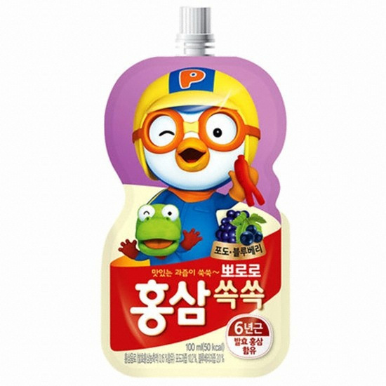 팔도 뽀로로 홍삼쏙쏙 포도 블루베리 100ml 10포 (2개)
