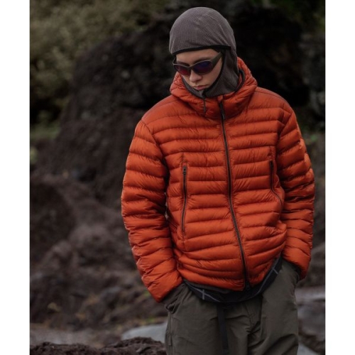 무신사 무신사 스탠다드 STANDARD 시티 레저 시어 립스탑 후디드 라이트 다운 재킷 오렌지 157838