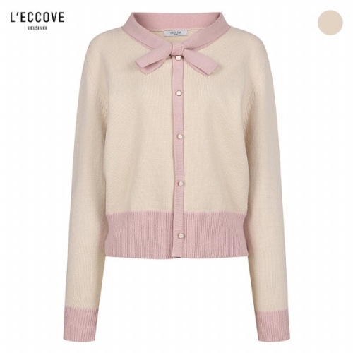 레코브 리본 카라 배색 니트 LC61D2KN507X_이미지