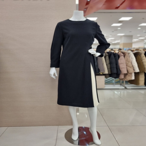 바바패션 아이잗바바 여성 슬릿 플리츠 배색 벨티드 원피스 BS3B0OP461