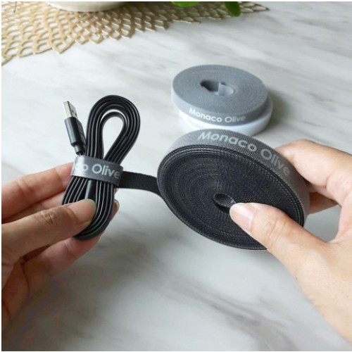 감성 벨크로 케이블 타이 테이프 화이트+그레이+블랙 5m 1세트