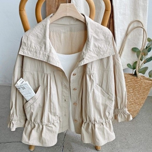 샵앤 여성 넓은 카라넥 셔링 밴딩 7부소매 점퍼 DGB-WJP-4345-블랙