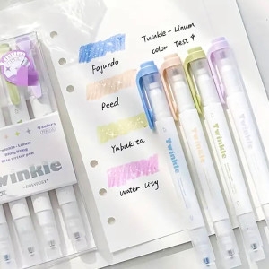 [불명] 아인스토어 양면 반짝이 형광펜 4색 세트