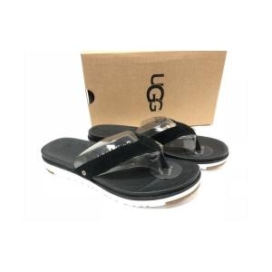 UGG AUSTralia 로리 스웨이드 가죽 샌들 1092271 블랙 플립 플롭 끈 사이즈_이미지