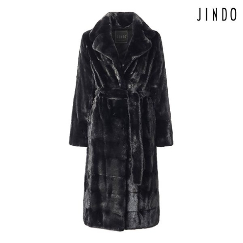 진도 모피 너치드 카라 밍크 코트 JFCR01BK