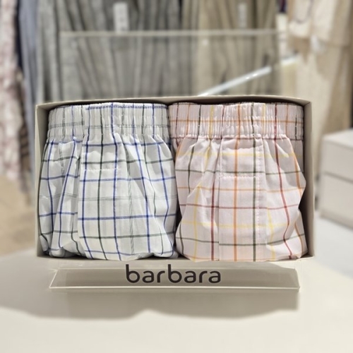 바바라 남성 면 체크 소변구 2매입 트렁크 팬티 AMT4402T-IV-PK_s
