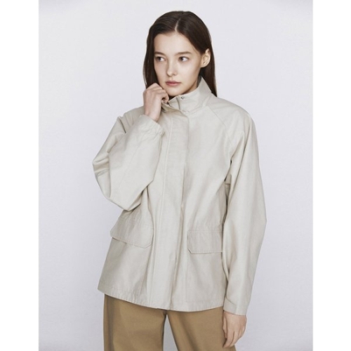 지오다노 여성 봄 오버핏 미들랭스 중기장 하이넥 나일론 집업 자켓 376506_이미지