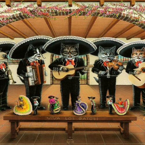 [불명] 직소퍼즐 500조각 고양이 음악대  PR3575  동물퍼즐 일러스트퍼즐 취미퍼즐_이미지