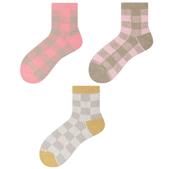 NY코튼클럽 극세사 체크 수면 양말 8009