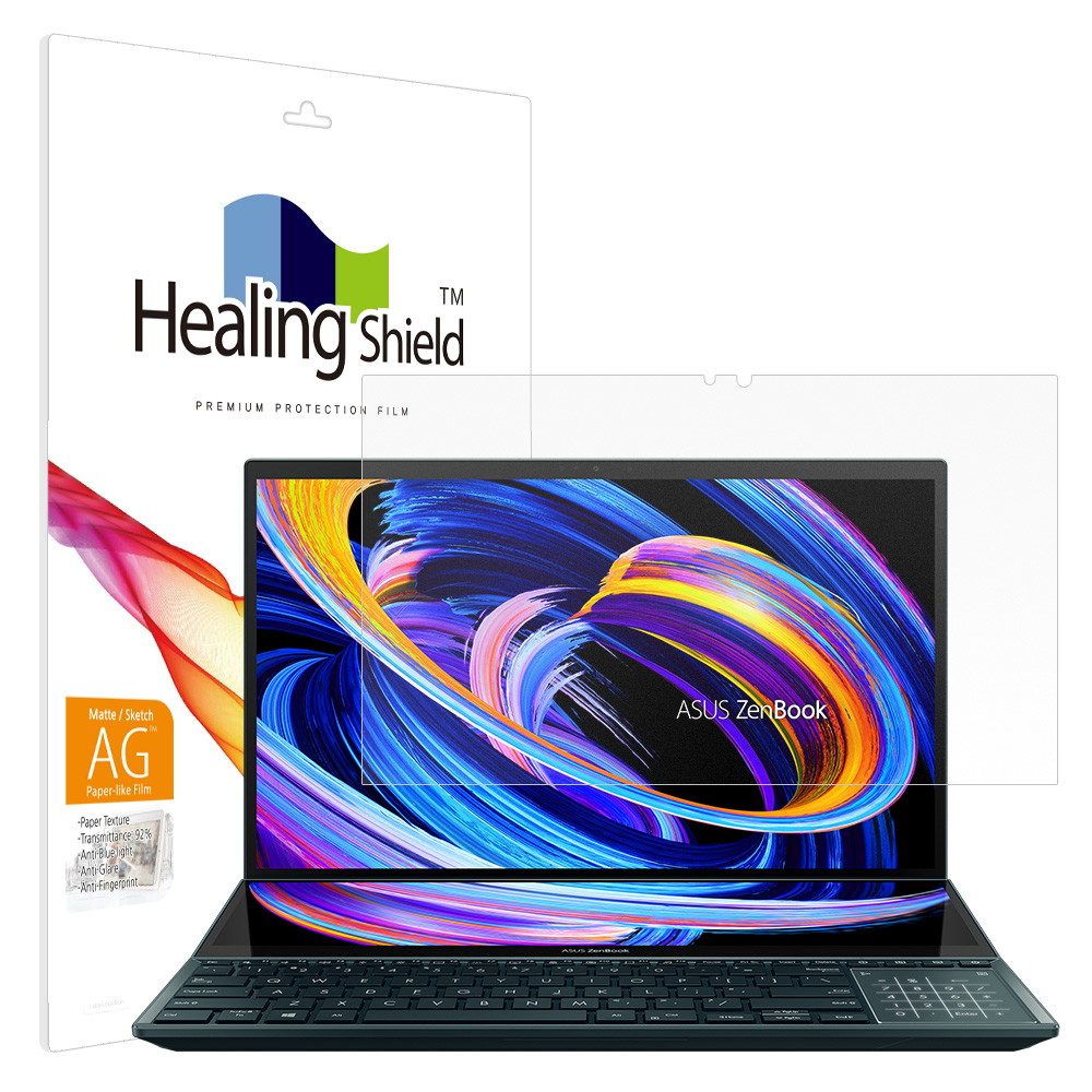 폰트리 힐링쉴드 ASUS 젠북 프로 듀오15 OLED UX582LR 항균 종이질감 블루라이트차단 액정보호필름_이미지