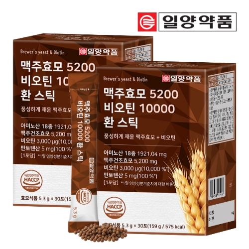 일양약품 맥주효모 5200 비오틴 10000 환 스틱 5.3g 30포 (2개)