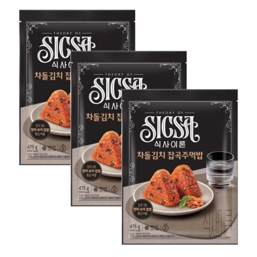 롯데웰푸드 식사이론 차돌김치 잡곡주먹밥 475g (3개)