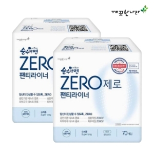 깨끗한나라 순수한면 제로 팬티라이너 슈퍼롱 70개 (2팩(140개))