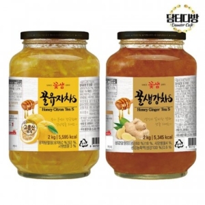 꽃샘식품 꽃샘 꽃샘식품 원플러스원 꽃샘 꿀유자차S 2kg + 꿀생강차S 2kg 9039573_이미지