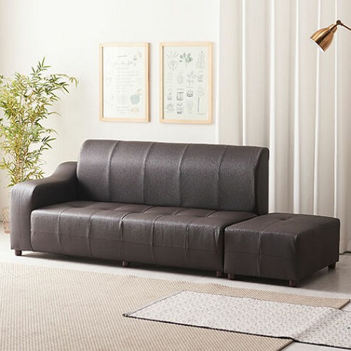 라자가구 오브 쇼콜라 가죽소파 3인용 (스툴포함)_이미지