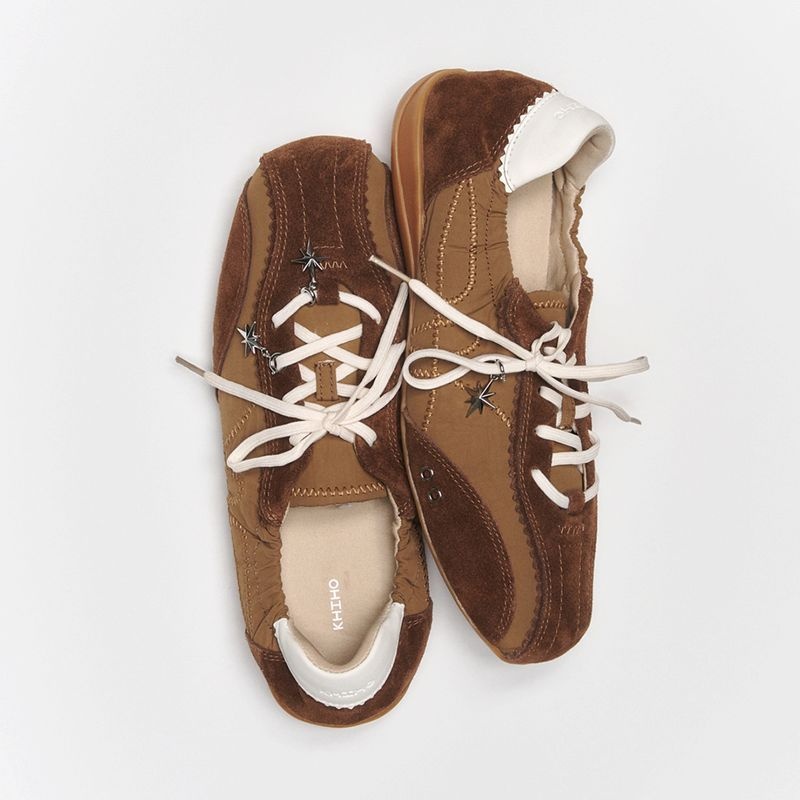 SKIA PINKING SHIRRING SNEAKERS BROWN 3728691 415752